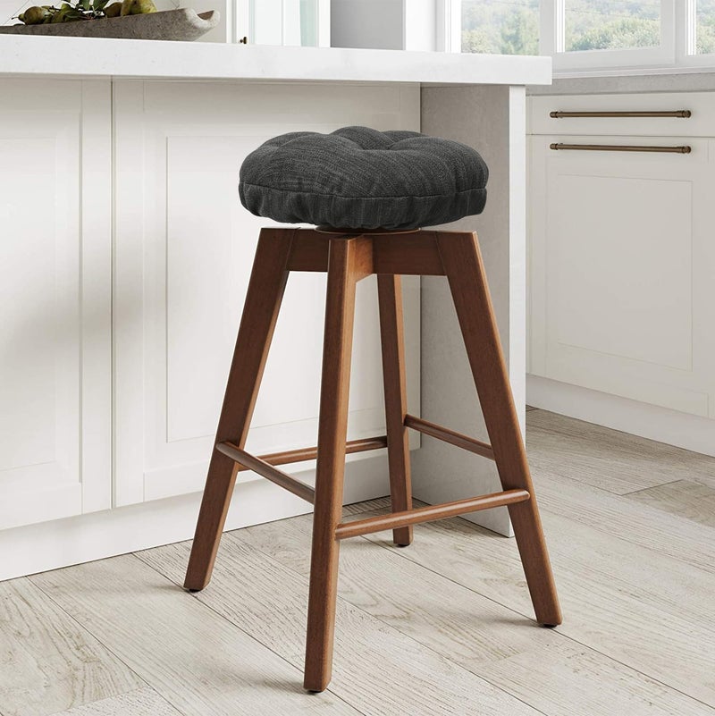 baibu Stool Covers Round, Super Soft Round Bar Stool Cushion Covers Seat Cushion - One Cushion Onlyï¼ˆGray-Black,15" (38cm) - Image 3
